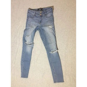 Womens Hollister Jeans Size 3 Jeggings Casual Stretchy High Rise Mid Wash Skinny